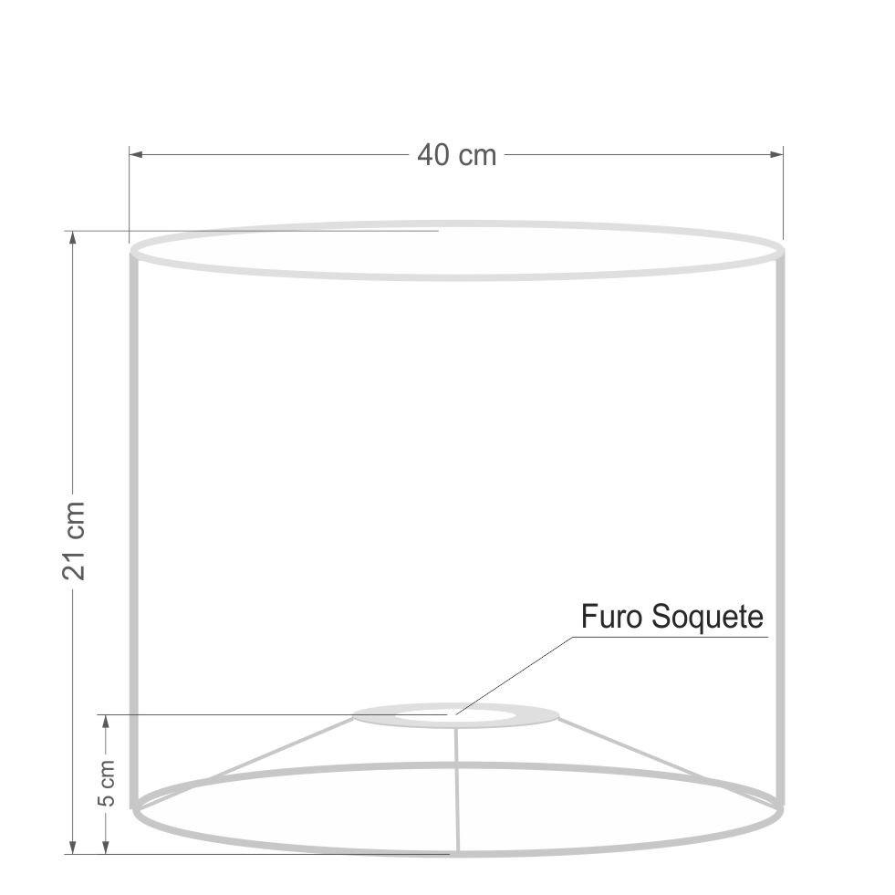 Cúpula Abajur e Luminária em Tecido Cilíndrica Vivare Cp-7017 Ø40x21cm - Bocal Nacional - Preto / Pr - 3