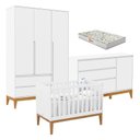 Ver imagem 1 de Quarto de Bebê Nature Clean 3 Portas com Berço Unique Branco Soft Eco Wood e Colchão Gazin – Matic