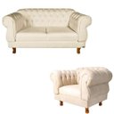 Ver imagem 1 de Uma Namoradeira 2 Lugares Elisabeth Capitonê + uma Poltrona Eisabeth - Suede Nude Chesterfield Para