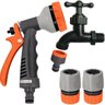 Esguicho Hidropistola 6 Jatos Mangueira Jardim + Engate Rápido 1/2" + Bico Torneira Engate Rápido + - 1