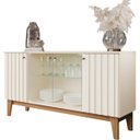 Ver imagem 6 de Aparador Buffet 4 Portas Ripado com Vidro Eiffel - Off White / Nature