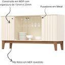 Ver imagem 4 de Aparador Buffet 4 Portas Ripado com Vidro Eiffel - Off White / Nature