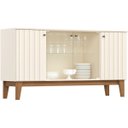Ver imagem 7 de Aparador Buffet 4 Portas Ripado com Vidro Eiffel - Off White / Nature