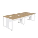 Ver imagem 2 de Mesa de Escritório Plataforma 4 Pessoas 2,70m Mbr Pés Metal Cor:macadâmia com Branco