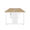 Ver imagem 5 de Mesa de Escritório Plataforma 4 Pessoas 2,70m Mbr Pés Metal Cor:macadâmia com Branco