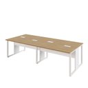 Ver imagem 6 de Mesa de Escritório Plataforma 4 Pessoas 2,70m Mbr Pés Metal Cor:macadâmia com Branco