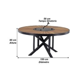Mesa Atenas com Prato Giratório em Aluminio Trama Original - 3