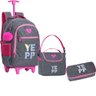 Kit Mochila Escolar Rodinhas Meninas Infantil Holográfica com Lancheira + Estojo + Chaveiro YEPP Moc - 1