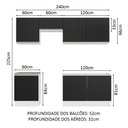 Ver imagem 4 de Armário de Cozinha Completa 240cm Branco/Preto Glamy Madesa 09