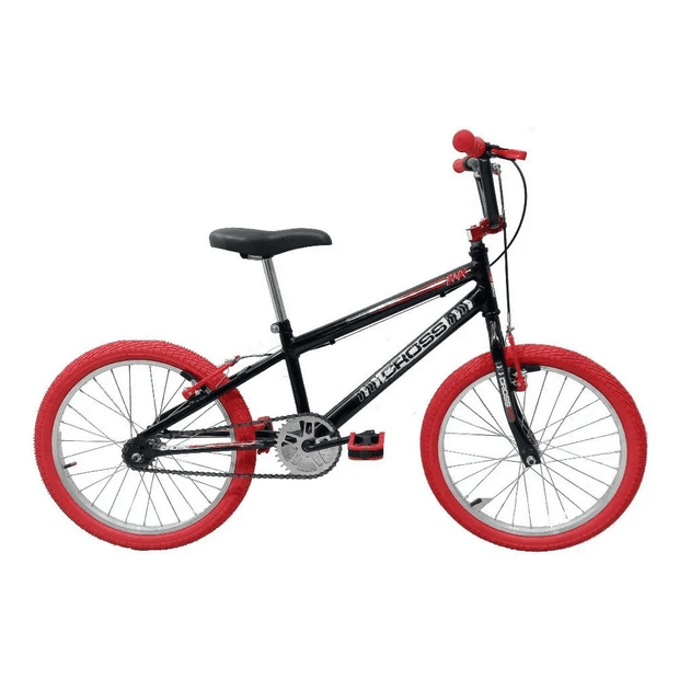 Bicicleta Aro 20 Bmx Cross Freestyle Aero Preta com Vermelho