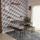 Ver imagem 6 de Kit Mesa Dobrável Retrátil de Parede 140cm com Bancos - Preto/noronha