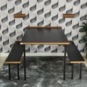 Ver imagem 4 de Kit Mesa Dobrável Retrátil de Parede 140cm com Bancos - Preto/noronha