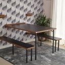 Ver imagem 1 de Kit Mesa Dobrável Retrátil de Parede 140cm com Bancos - Preto/noronha