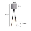 Ver imagem 2 de Luminaria Ranna Tripé em Ferro e Madeira Cúpula em Tecido:cinza