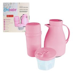 Kit Garrafa Paris 500ml Garrafa Fano 250ml e Pote Dosador 300ml Unibaby Rosa - 5