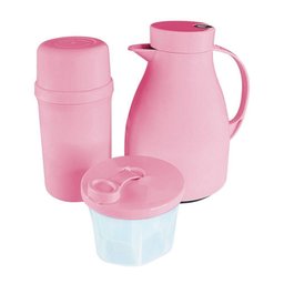 Kit Garrafa Paris 500ml Garrafa Fano 250ml e Pote Dosador 300ml Unibaby Rosa - 6