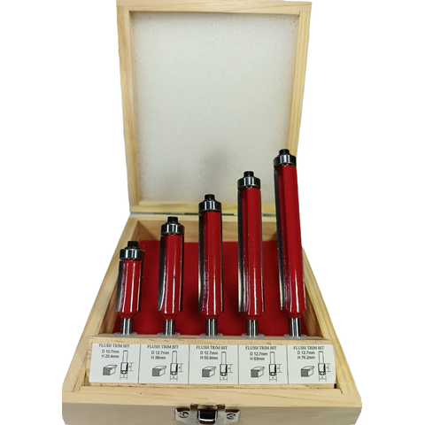 Jogo de Fresa Reta Longa para Tupia com Rolamento Haste 6mm