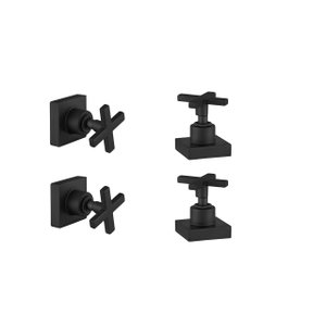 Kit 4 Acabamento Registro Cruzeta Preto Banheiro Padrão Deca