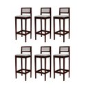 Ver imagem 2 de Kit 6 Banquetas Assento Encosto Estofado em Linho Hellen:imbuia com Linho Prata