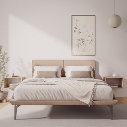 Cama Japonesa Queen com Cabeceira Almofadada Linho Tóquio - 1