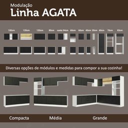 Armário de  Cozinha Completa 270cm Branco/Preto Agata Madesa 07 - 11