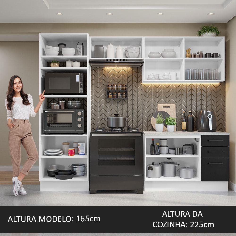 Armário de  Cozinha Completa 270cm Branco/Preto Agata Madesa 07 - 6