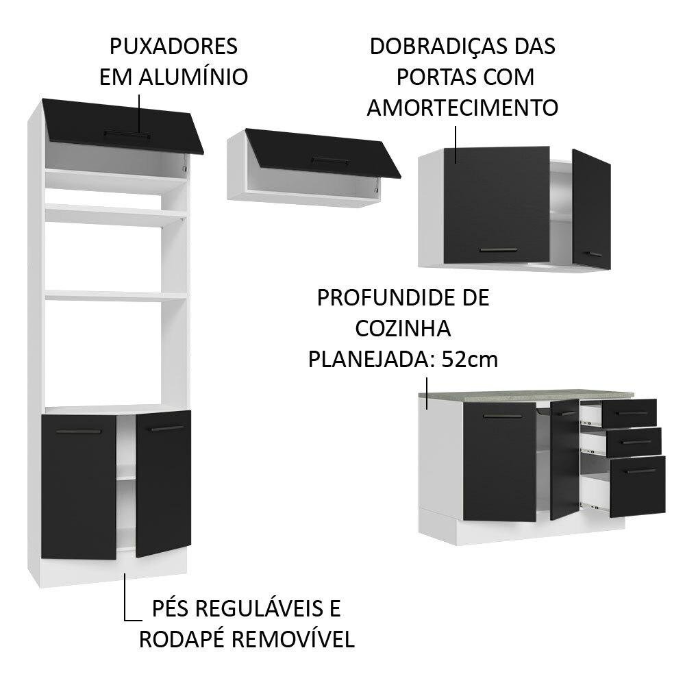 Armário de  Cozinha Completa 270cm Branco/Preto Agata Madesa 07 - 5