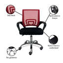 Ver imagem 6 de Kit 2 Cadeiras de Escritório Begonia Tela Mesh Ergonômica Giratória - Preto e Vermelho