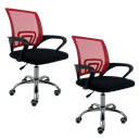 Ver imagem 1 de Kit 2 Cadeiras de Escritório Begonia Tela Mesh Ergonômica Giratória - Preto e Vermelho