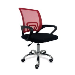 Kit 2 Cadeiras de Escritório Begonia Tela Mesh Ergonômica Giratória - Preto e Vermelho - 2