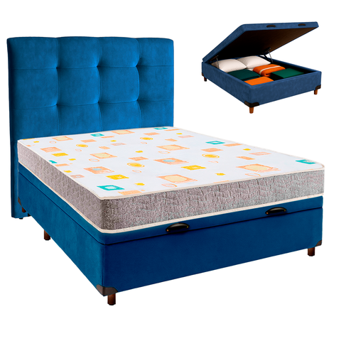 Kit Cabeceira + Cama Box Bau + Colchão Casal D20 D20 Inducol