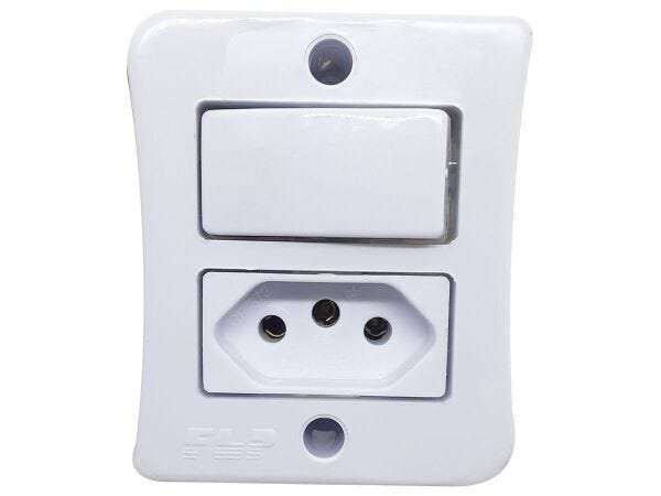 Interruptor Paralelo 1 Tecla + Tomada 10A 2p+t Sobrepor Externo Com Espelho Branco Linha Viena - 20  - 2