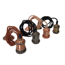 Ver imagem 3 de Pendente de Teto Rústico Retrô Vintage de Metal 2m Decorativo Soquete Bocal E27 com Fio Cabo em Teci