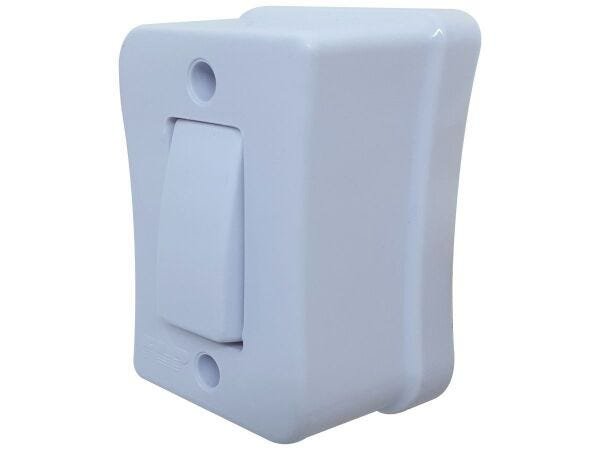 Interruptor Simples 1 Tecla Sobrepor Externo Com Espelho Branco Linha Viena Bivolt 127v e 250v - 20  - 1