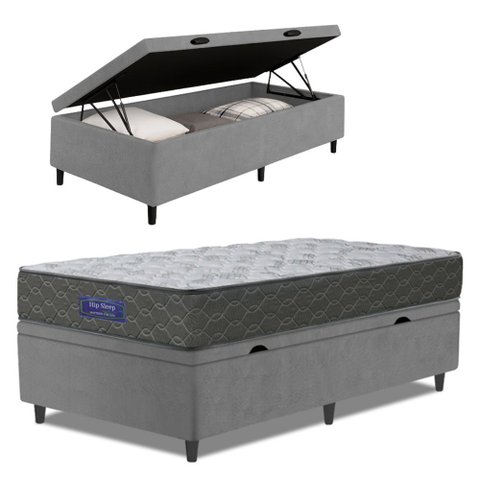 Cama Box Baú Colchão Solteiro Ortopédico Espuma D33 Hiper 88x188x60cm
