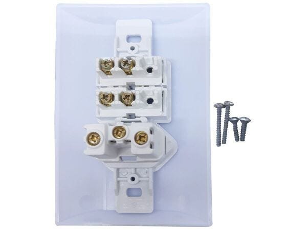 Interruptor Simples 2 Teclas + Tomada 10A 2p+t Com Espelho Branco Bivolt 127v e 250v - 20 Unidades - 4
