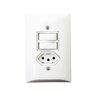 Interruptor Simples 2 Teclas + Tomada 10A 2p+t Com Espelho Branco Bivolt 127v e 250v - 20 Unidades - 1