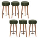 Ver imagem 1 de Kit 06 Banquetas Cozinha Paris Estofada D-33 Pés de Madeira Rosqueáveis Corano Verde - Desk