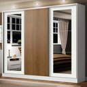 Ver imagem 1 de Guarda-roupa Casal 100% Mdf Madesa Eros 3 Portas de Correr com Espelhos - Branco/branco/rustic