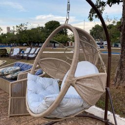 Balanço Flor em Corda Náutica Areia - Tecido Duna Cru - 2