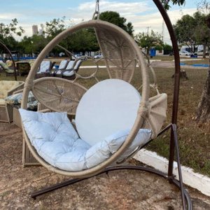Balanço Flor em Corda Náutica Areia - Tecido Duna Cru