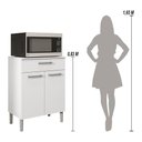 Ver imagem 4 de Balcão de Cozinha com Tampo 2 Portas e 1 Gaveta Rubi - Branco/supremo