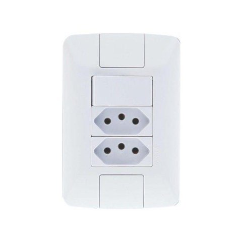 Conj. 1 Interruptor Simples 6a + Tomada Dupla 2p+t 10a Aria