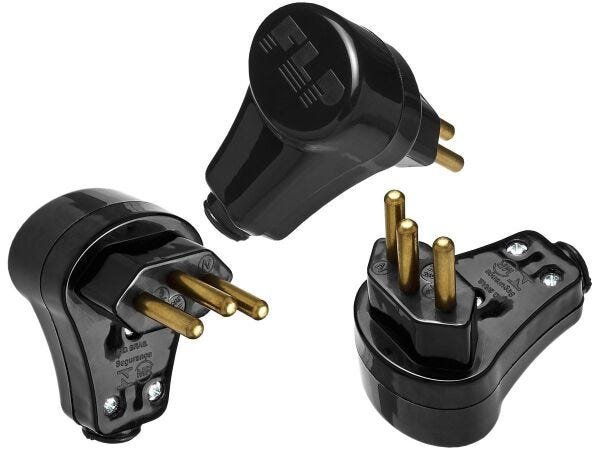 Plugue Pino Macho Prensa Cabo 90º 2p+t 10A 250v Nbr Preto - 20 Unidades - 1