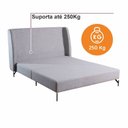 Ver mais imagens de Cama Estofada Casal com Estrutura Reforçada e Design Moderno Cinza