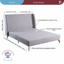 Ver imagem 3 de Cama Estofada Casal com Estrutura Reforçada e Design Moderno Cinza