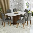 Ver imagem 1 de Conjunto Sala de Jantar Mesa Tampo de Madeira 6 Cadeiras Rustic/branco/silver Hanna Madesa