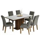 Ver imagem 2 de Conjunto Sala de Jantar Mesa Tampo de Madeira 6 Cadeiras Rustic/branco/silver Hanna Madesa