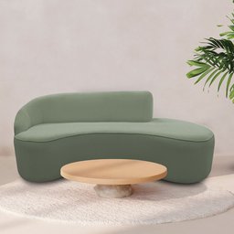 Sofá Curvo 2 Lugares 150cm Braço Direito Eron Bouclê Verde Claro - Nexta Casa - 2