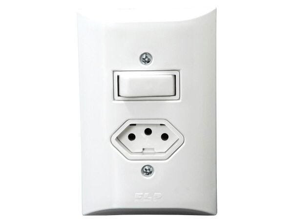 Interruptor Paralelo 1 Tecla + Tomada 10A 2p+t Com Espelho Branco - 50 Unidades - 1